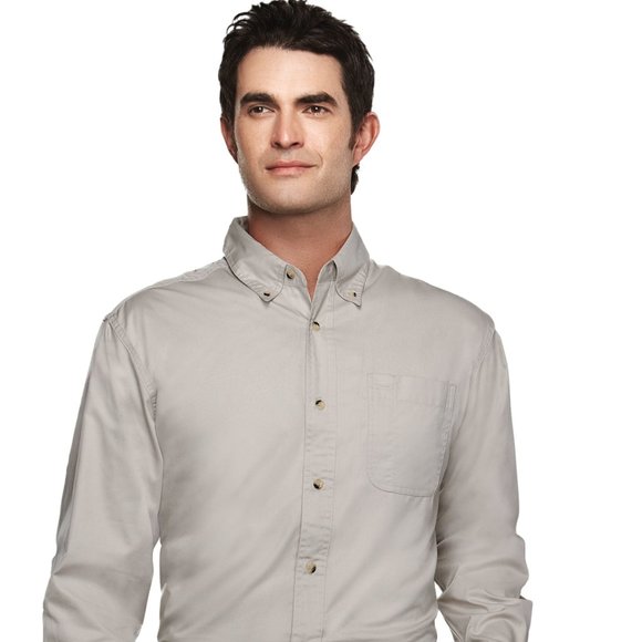 Big and Tall Twill Shirts Black or Khaki, - Picture 1 of 2